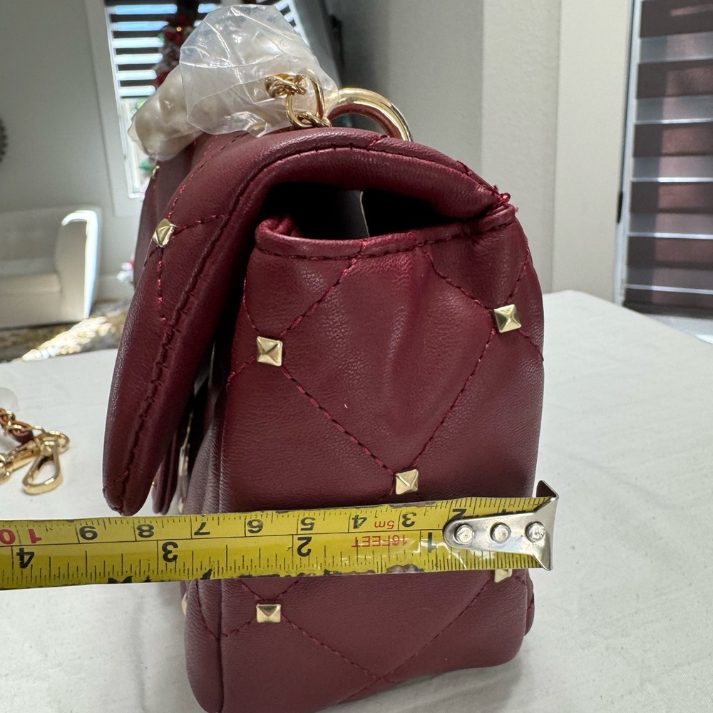 Badgley Mischka Wine Red Pearl Handle Mini Clutch Convertible Crossbody Bag NWT - Picture 6 of 8